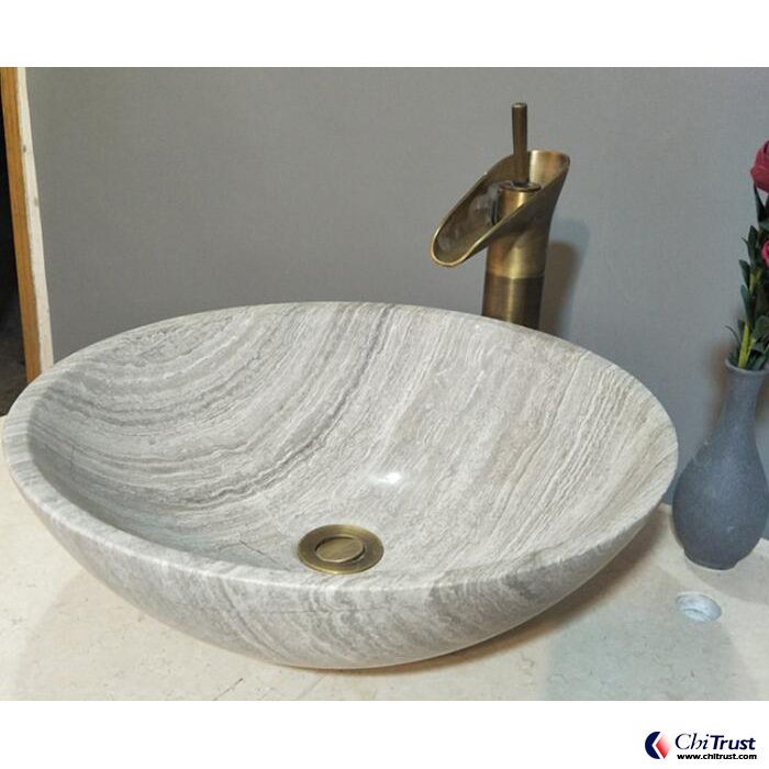 Gray wooden marble stone washing basin